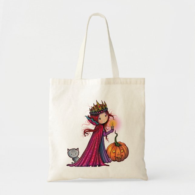 Bolsa Tote Vampiro de Halloween com Cat e Pumpkin (Frente)