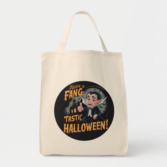 Bolsa Tote Vampiro Engraçado Tem um Halloween Fang-Tástico (Frente)