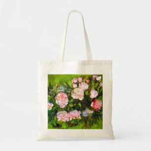 Bolsa Tote Van Gogh ainda vive com rosas rosa