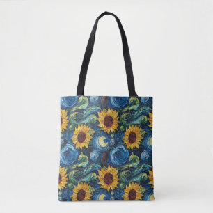 Bolsa Tote Van Gogh girassol e noite estrelada