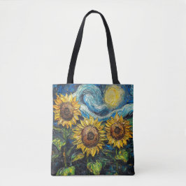 Bolsa Tote Van Gogh girassol e noite estrelada