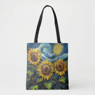 Bolsa Tote Van Gogh girassol e noite estrelada