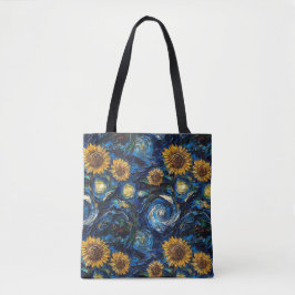 Bolsa Tote Van Gogh girassol e noite estrelada