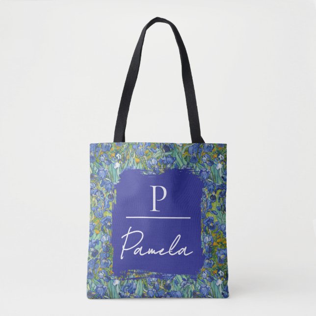 Bolsa Tote Van Gogh Irises Blue Green Monogram  (Frente)