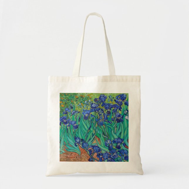 Bolsa Tote Van Gogh Irises. impressionismo floral azul (Frente)