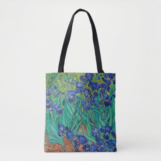 Bolsa Tote Van Gogh Irises. impressionismo floral azul (Frente)