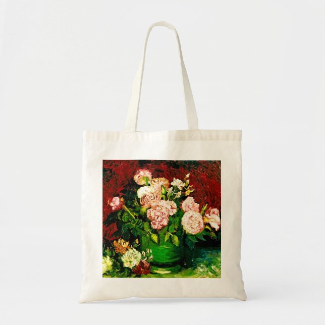 Bolsa Tote Van Gogh Peonies e Rosas (Frente)