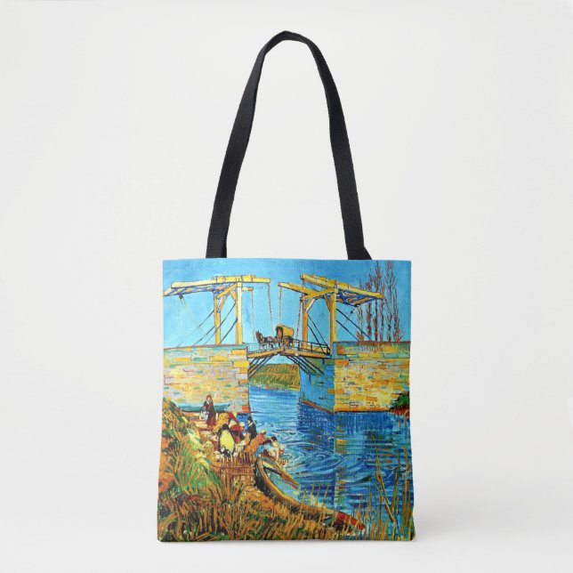 Bolsa Tote Van Gogh - Ponte Langlois em Arles com Mulheres (Frente)