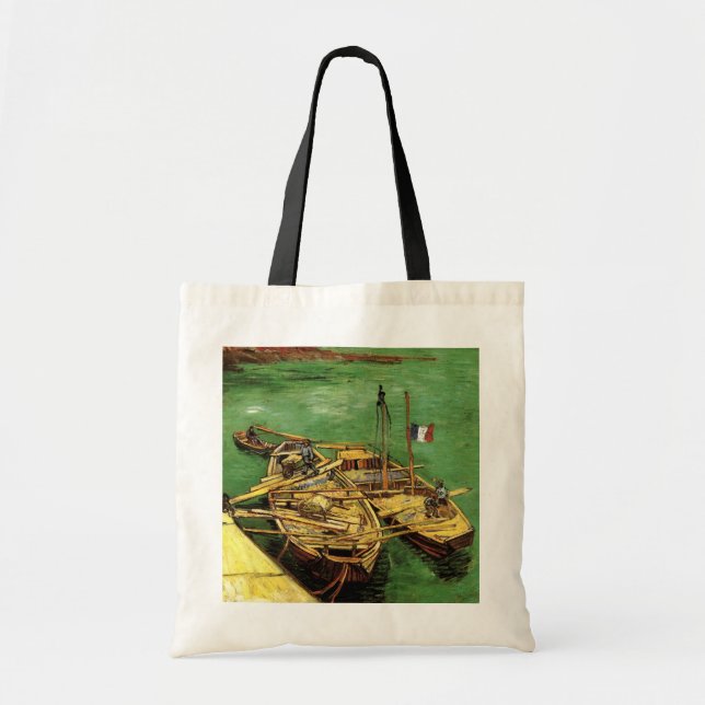 Bolsa Tote Van Gogh Quay com Homens Descarregando Bargas de A (Frente)