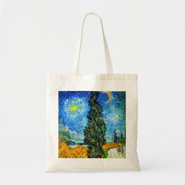 Bolsa Tote Van Gogh Road com Cypress e Star (Frente)