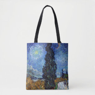 Bolsa Tote Van Gogh Road Com Impressionismo De Cipras
