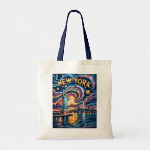 Bolsa Tote Van Gogh Starry Night New York Liberty Skyline Art