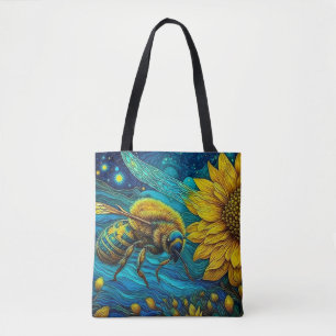 Bolsa Tote Van Gogh Style Bee & Sunflower