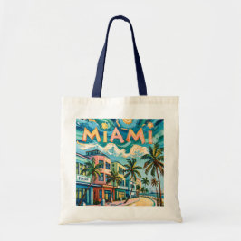 Bolsa Tote Van Gogh Style Miami Ocean Drive Colorful Beach