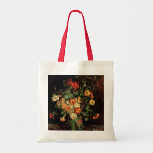Bolsa Tote Van Gogh Vase com Flores de Zinnias e Geranium
