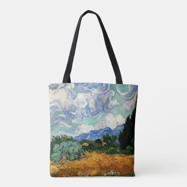 Bolsa Tote Van Gogh - Wheatfield com Cypress Tree (Verso)