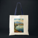 Bolsa Tote Vancouver Canada Viagem Art Vintage<br><div class="desc">Vancouver retro vetor viagem design. Vancouver,  um movimentado porto marítimo da costa oeste na Colúmbia Britânica,  é uma das cidades mais densas e etnicamente diversas do Canadá.</div>