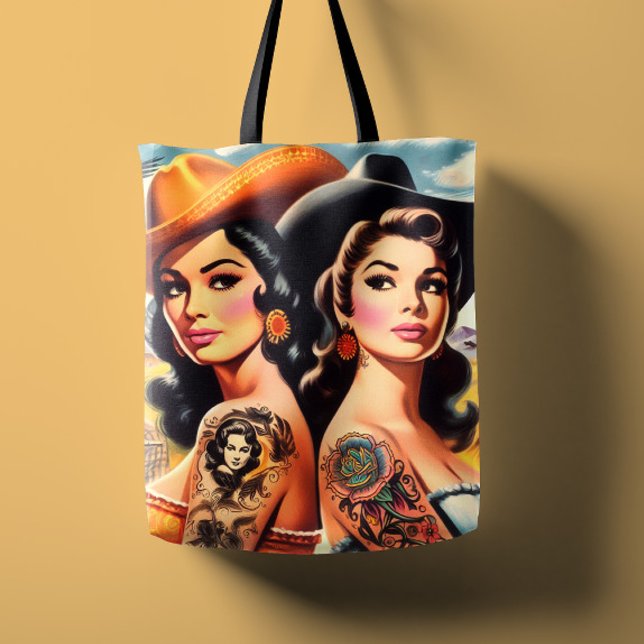 Bolsa Tote Vaqueiras Tatuadas Vintage (Criador carregado)