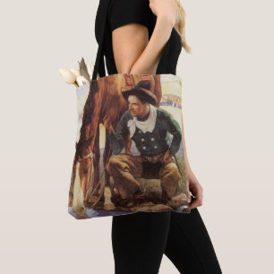 Bolsa Tote Vaqueiro Regando seu Cavalo por NC Wyeth, Arte Ant