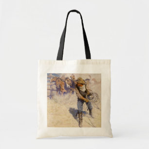 Bolsa Tote Vaqueiros ocidentais do vintage, na cerca por NC