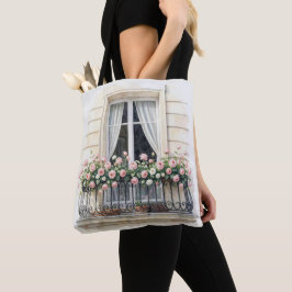 Bolsa Tote Varanda de Rosa de Paris Aquarela