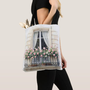 Bolsa Tote Varanda de Rosa de Paris Aquarela