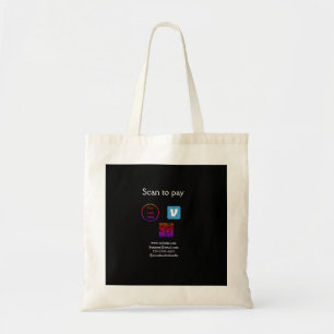 Bolsa Tote Varredura de código Q R para pagar adicionar logot