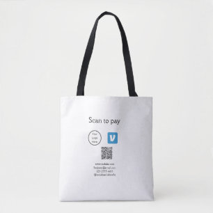 Bolsa Tote Varredura de código Q R para pagar adicionar logot