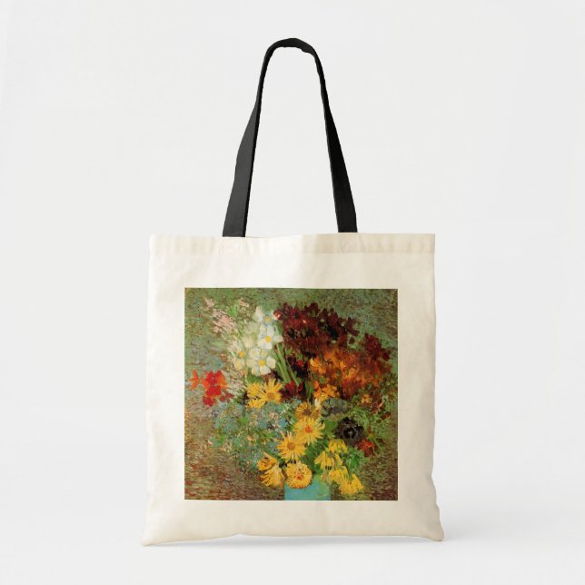 Bolsa Tote Vase com Daisies e Anêmonas por Vincent van Gogh (Frente)