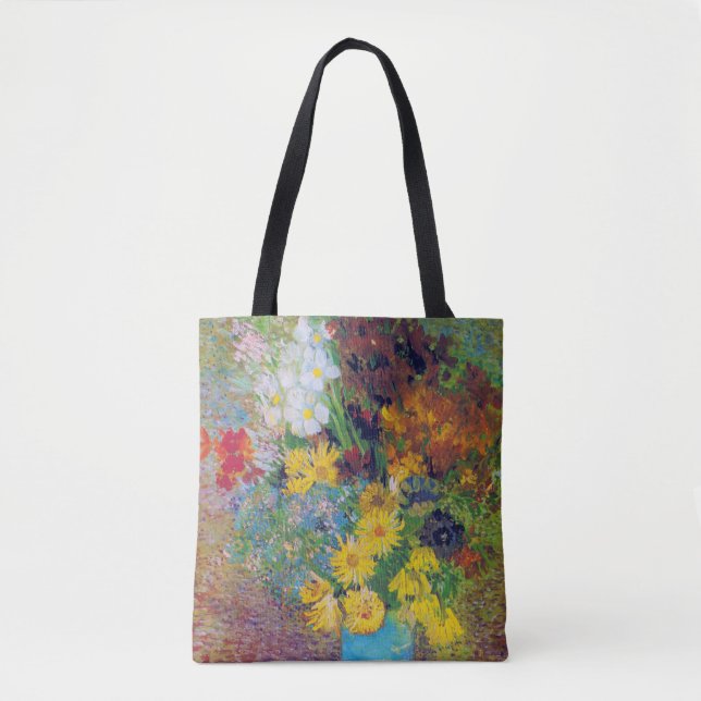 Bolsa Tote Vase com margaridas e anêmonas, Van Gogh (Frente)