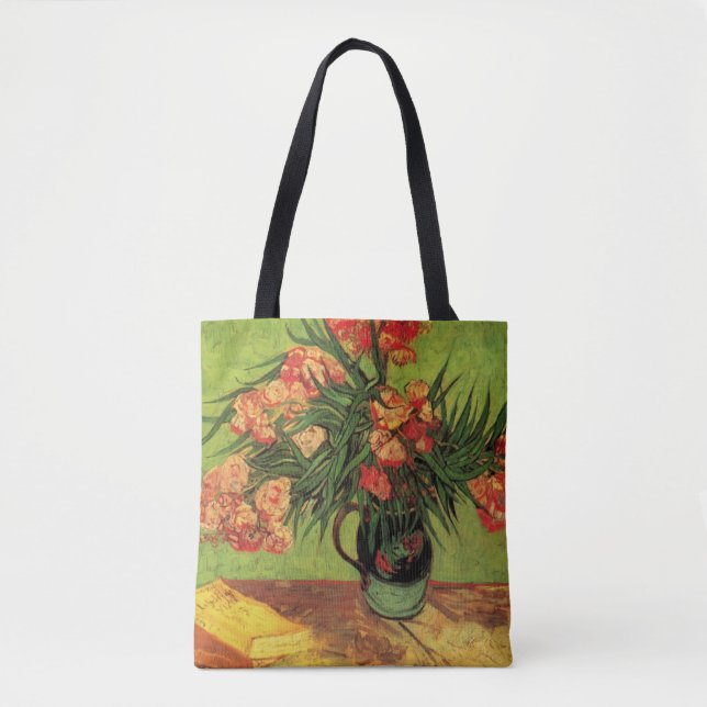 Bolsa Tote Vase com Oleanders e Livros de Vincent van Gogh (Frente)