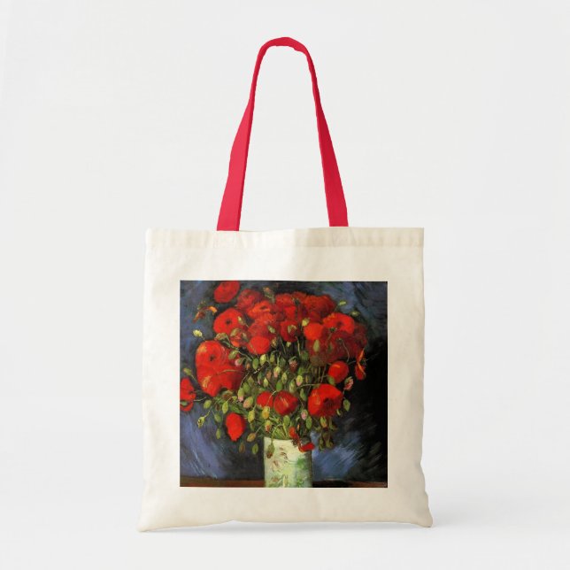 Bolsa Tote Vase com papagaios vermelhos por Vincent van Gogh (Frente)