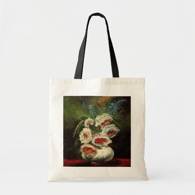 Bolsa Tote Vase com Peonies por Vincent van Gogh (Frente)