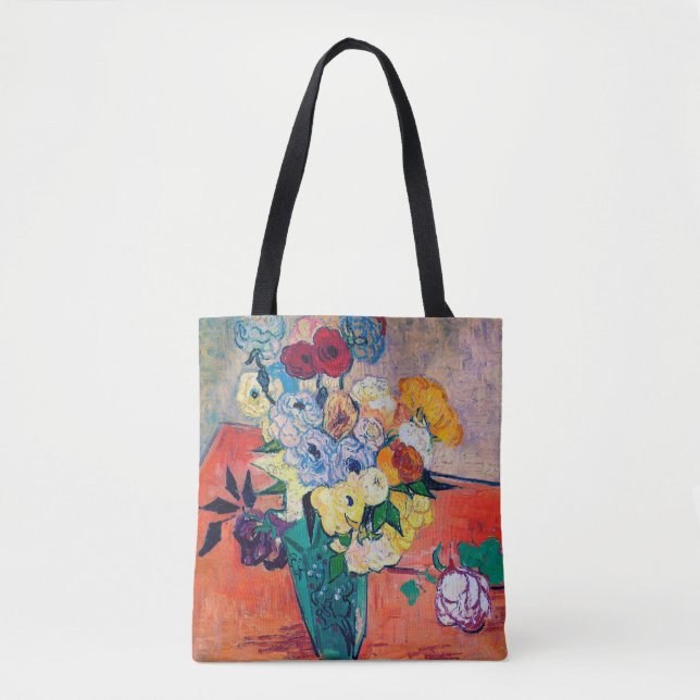 Bolsa Tote Vase com Rosas e Anêmonas, Van Gogh (Frente)