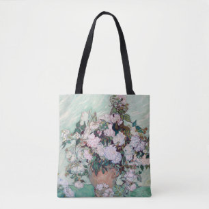 Bolsa Tote Vase com Rosas Rosa, Van Gogh