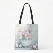 VASE DE PÁSCOA ROSA E VERDE PASTEL & FLORES