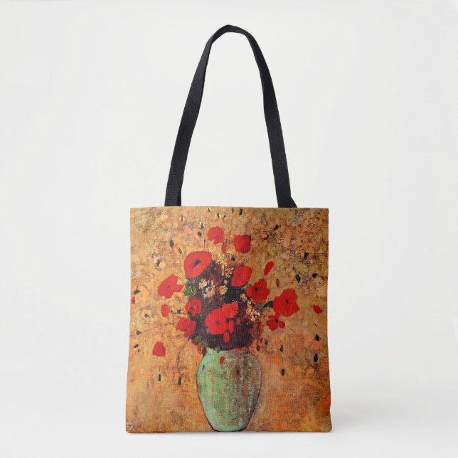 Bolsa Tote Vase de Poppies por Odilon Redon (Frente)