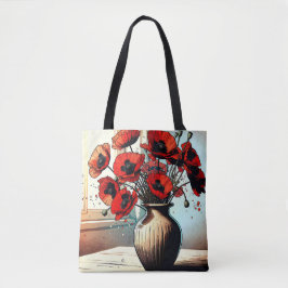 Bolsa Tote Vaso bonito de papagaios vermelhos