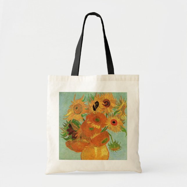 Bolsa Tote Vaso com Doze Girassóis por Vincent van Gogh (Frente)