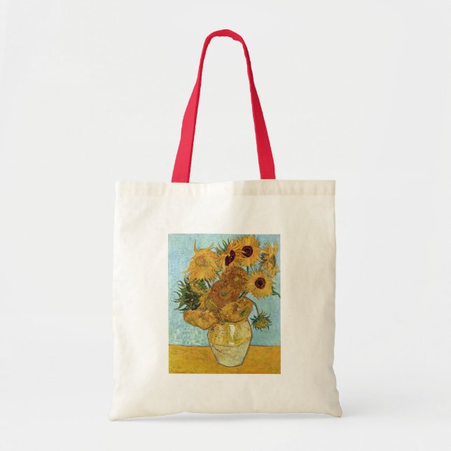 Bolsa Tote Vaso com os doze girassóis por Van Gogh (Frente)