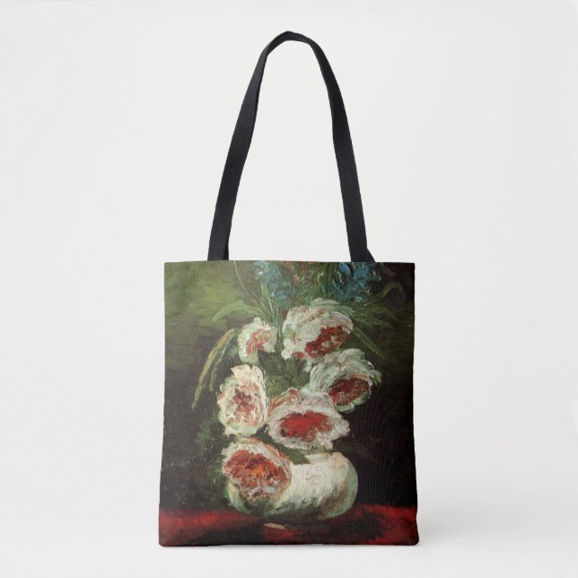 Bolsa Tote Vaso com Peônias de Vincent van Gogh (Frente)