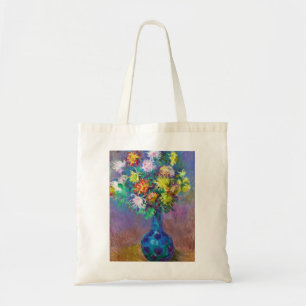 Bolsa Tote Vaso da pintura de Claude Monet dos crisântemos