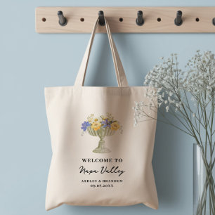 Bolsa Tote Vaso de Flores Românticas Hotel Casamento Boas-Vin
