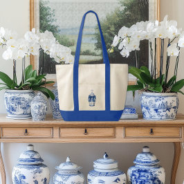 Bolsa Tote Vaso de Gengibre Chinesice com Contraste de Laço A