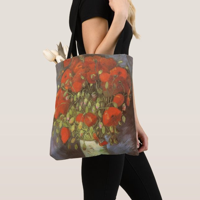 Bolsa Tote Vaso de Vida com Papoulas Vermelhas de Vincent van (Close Up)