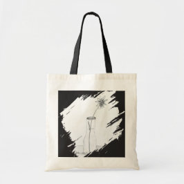 Bolsa Tote Vaso desenhado à mão com garrafa e flor única na m
