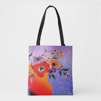 Bolsa Tote Vaso vermelho brilhante das flores