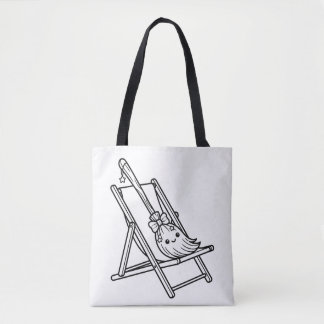 Bolsa Tote Vassoura de Bruxa Cadeira de Praia para Colorir