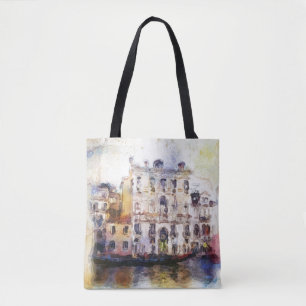 Bolsa Tote Vê od Veneza feita na aguarela artística