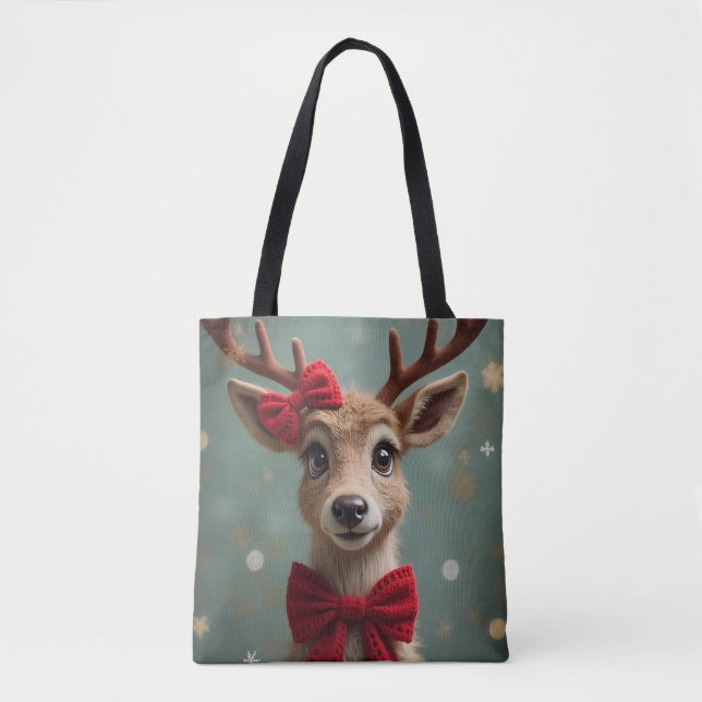 Bolsa Tote Veado com arco e ornamentos (Frente)